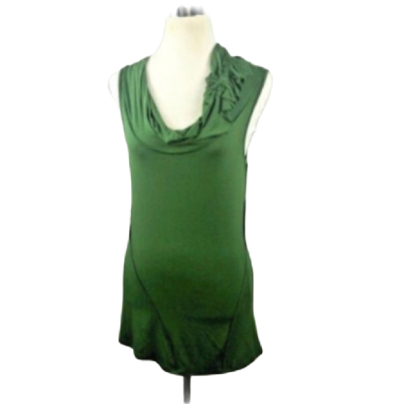 C. Keer Anthropologie Green Jersey Draped Neckline Size S Draped Sleeveless Top - Picture 4 of 7